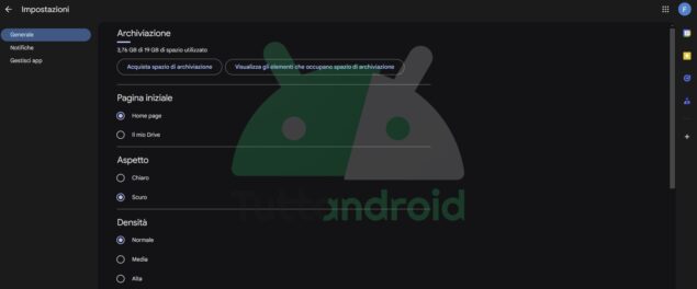 Google Drive web tema scuro