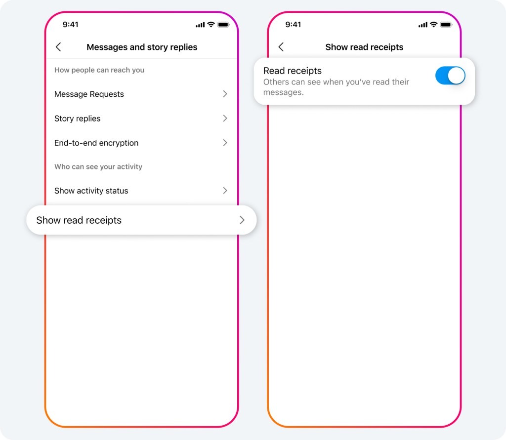 Instagram disattivazione conferme lettura messaggi Direct