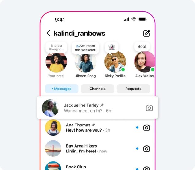 Instagram spostamento chat