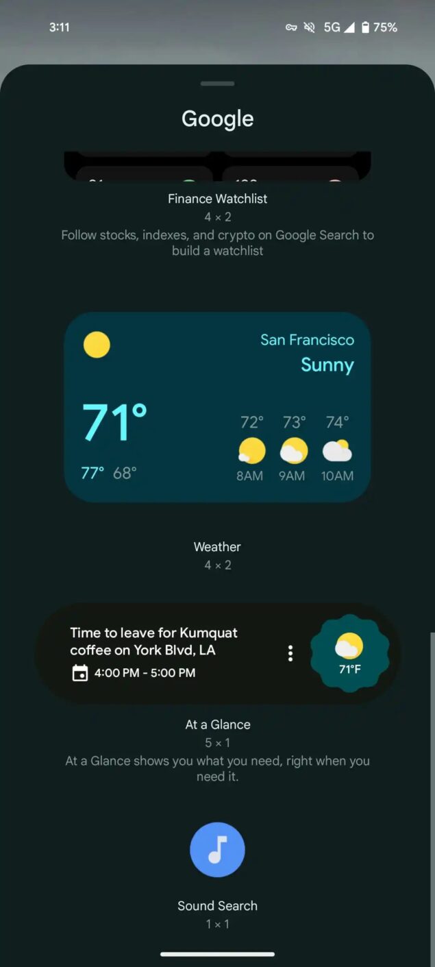 widget at-a-glance-NO dicitura assistant
