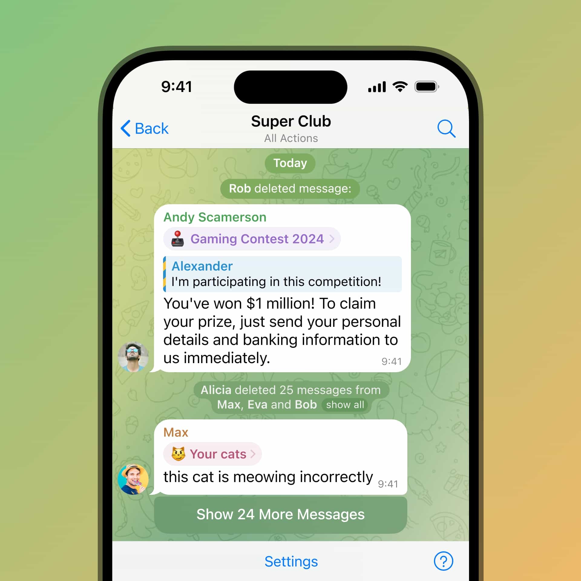 Azioni Recenti migliorate gruppi Telegram