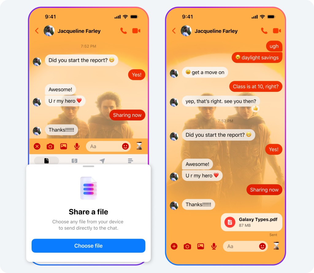 Facebook Messenger - Condivisione file fino a 100 MB via app