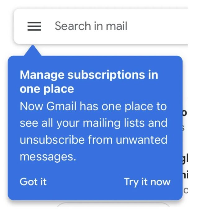 Gmail Android nuova sezione iscrizioni