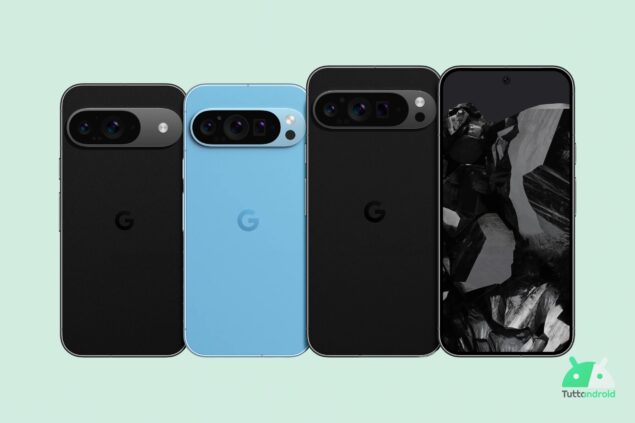 I render di Google Pixel 9, Google Pixel 9 Pro e Google Pixel 9 Pro XL