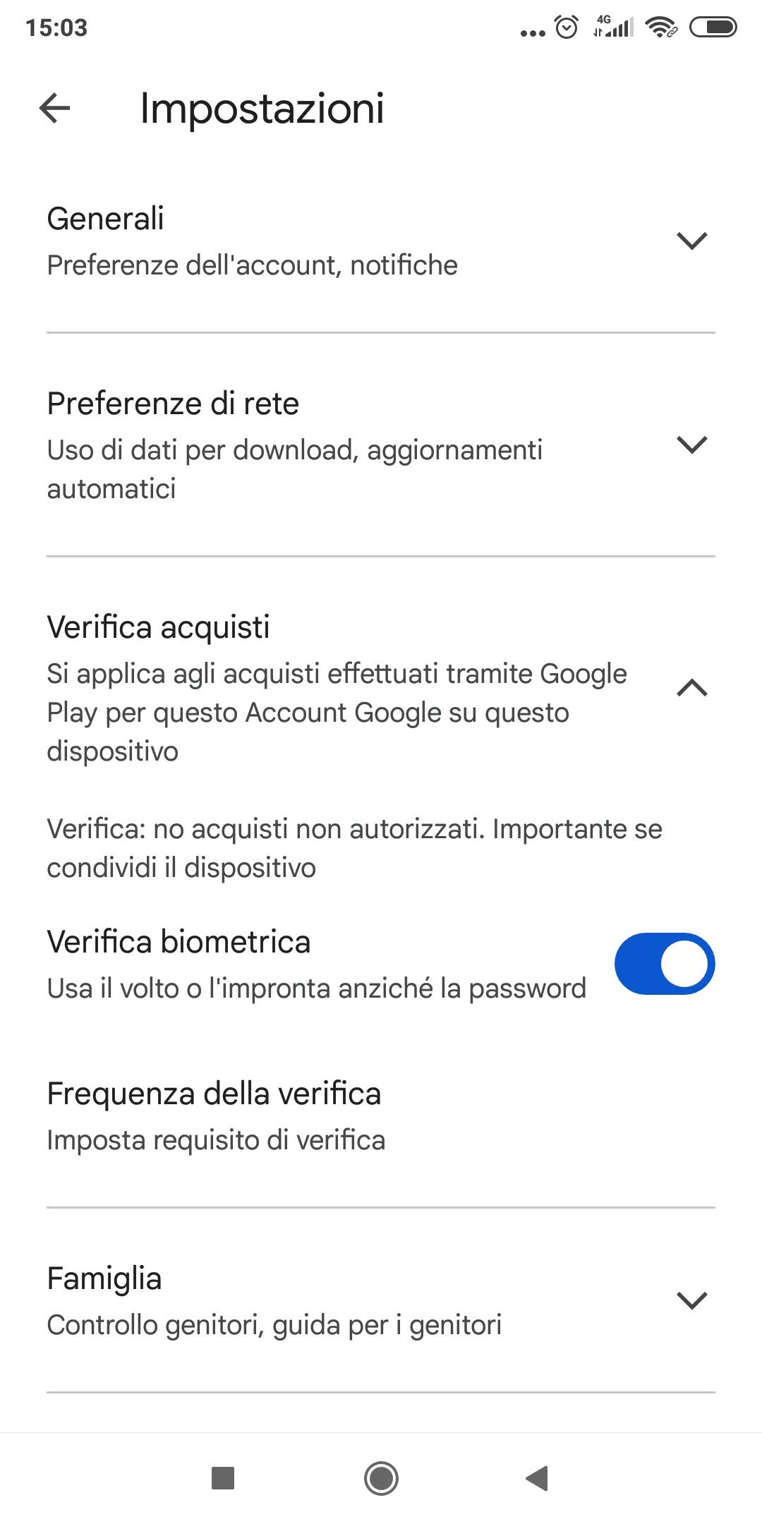 Google Play verifica biometrica
