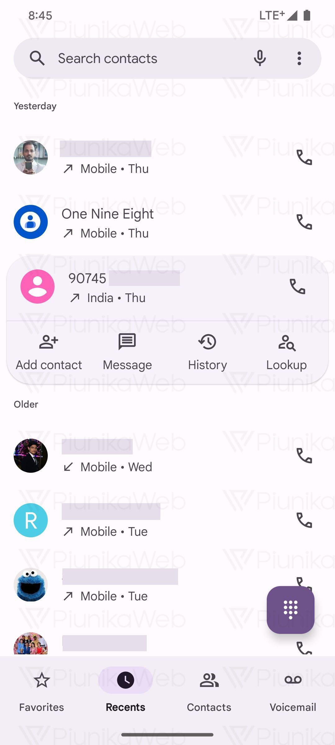 Google Telefono - Funzionalità lookup
