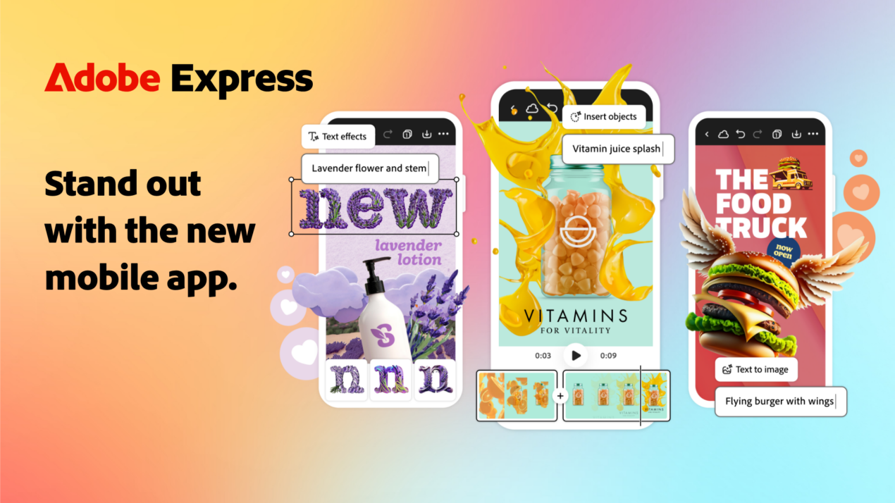 L'app Adobe Express è disponibile per tutti con AI generativa per foto e video