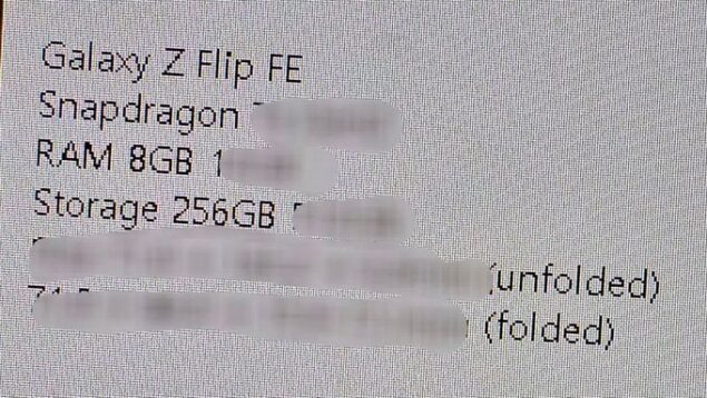 Samsung Galaxy Z Flip FE leak