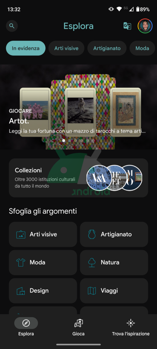 Google Arts & Culture modalità scura