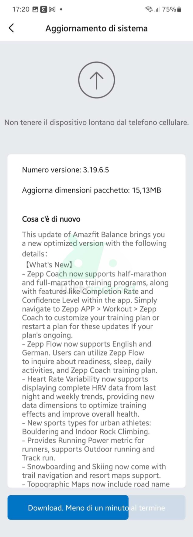 novità aggiornamento Amazfit Balance