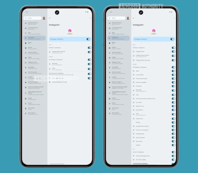 Android 15 canali di notifica