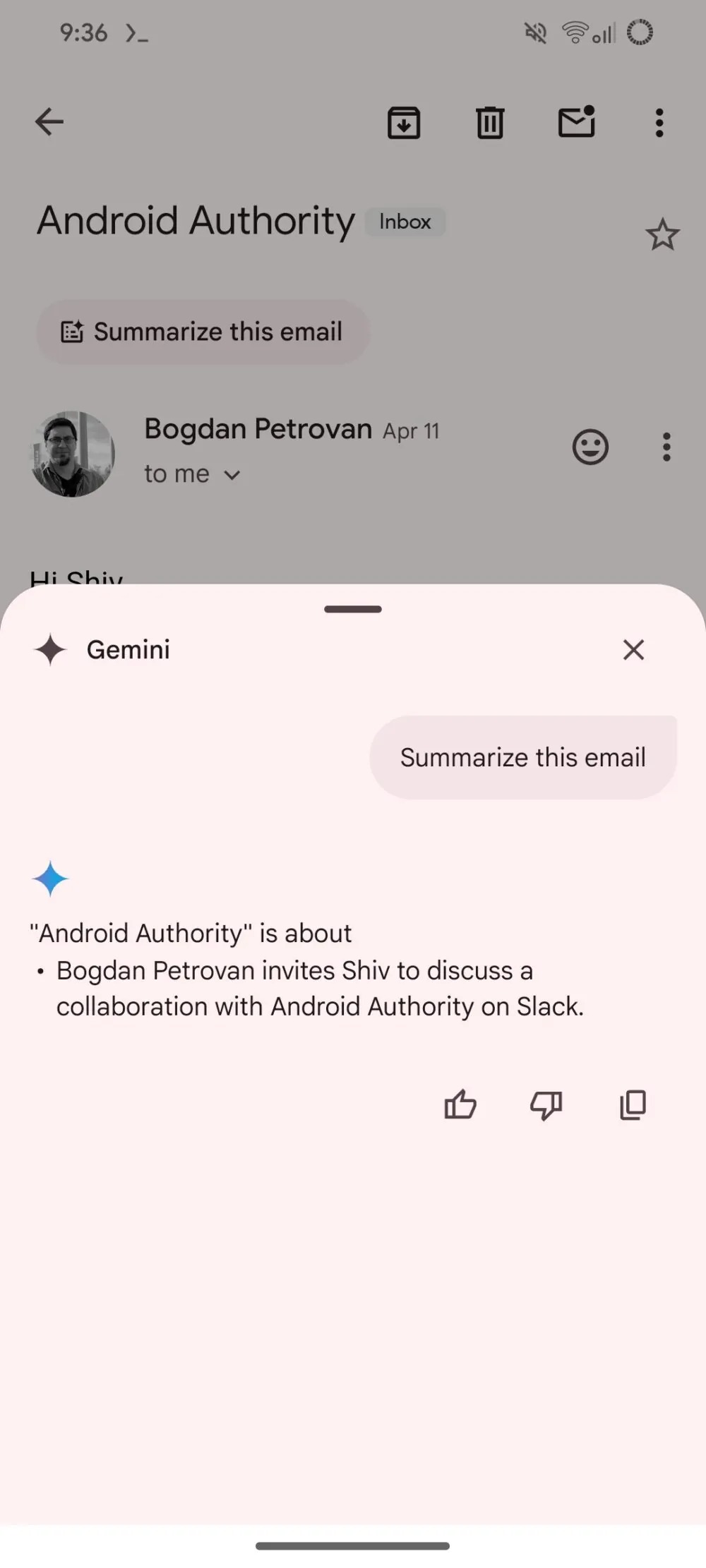 Gemini riepilogo Gmail