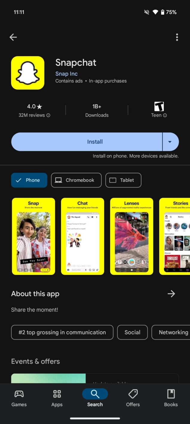 Google Play Store nuova scheda ricerca barra permanente