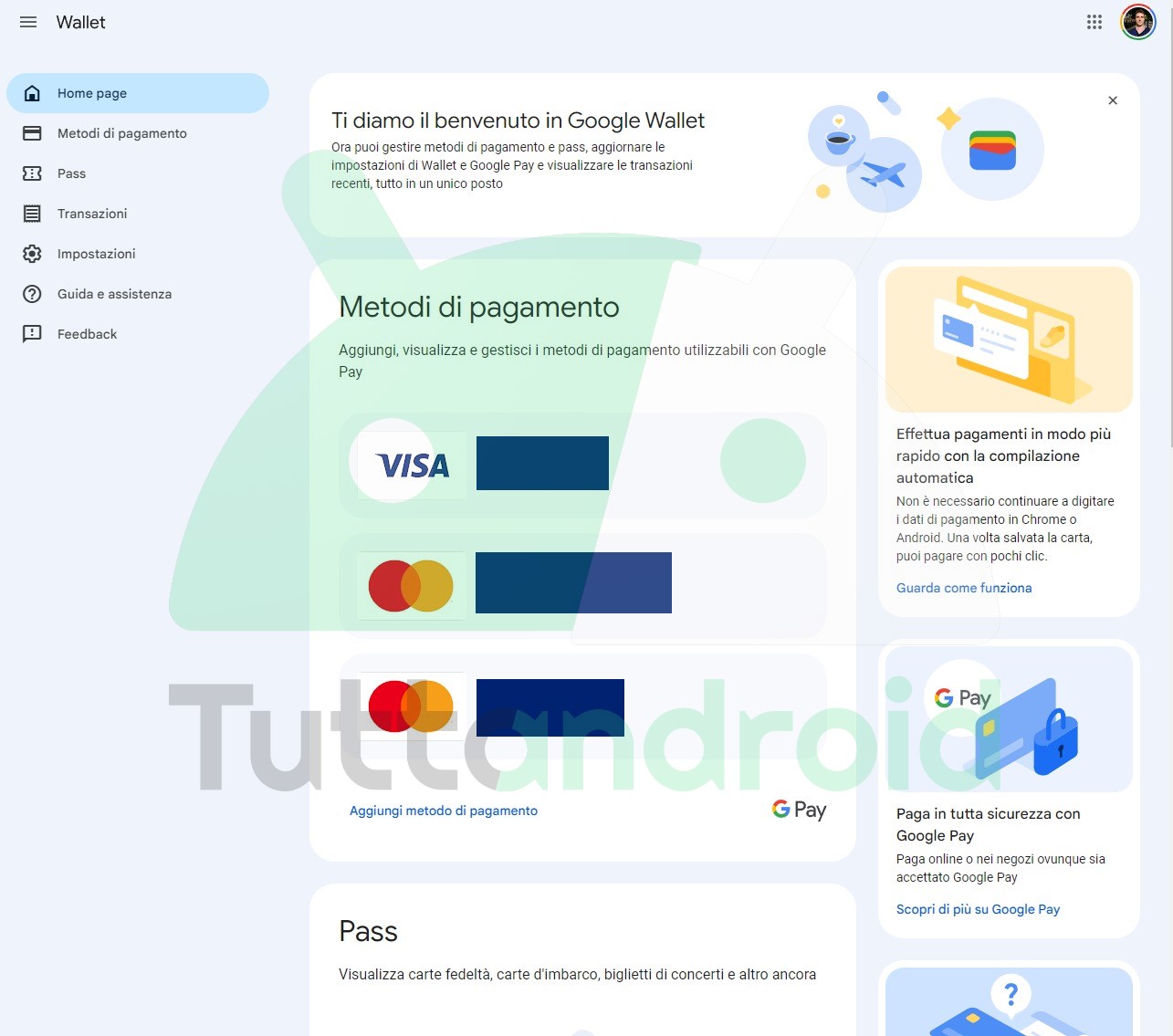Google Wallet nuovo sito web