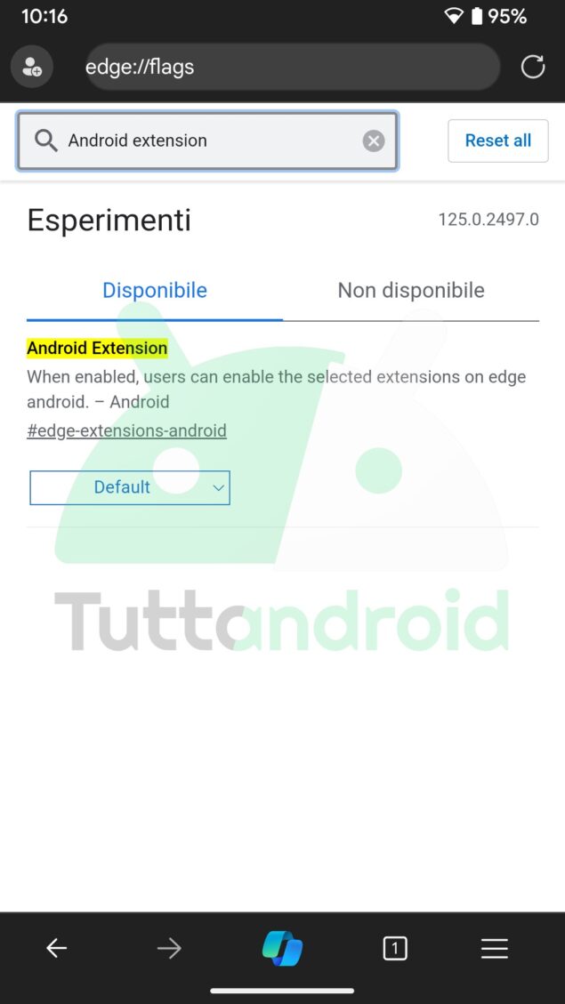 app Android Microsoft Edge Canary estensioni