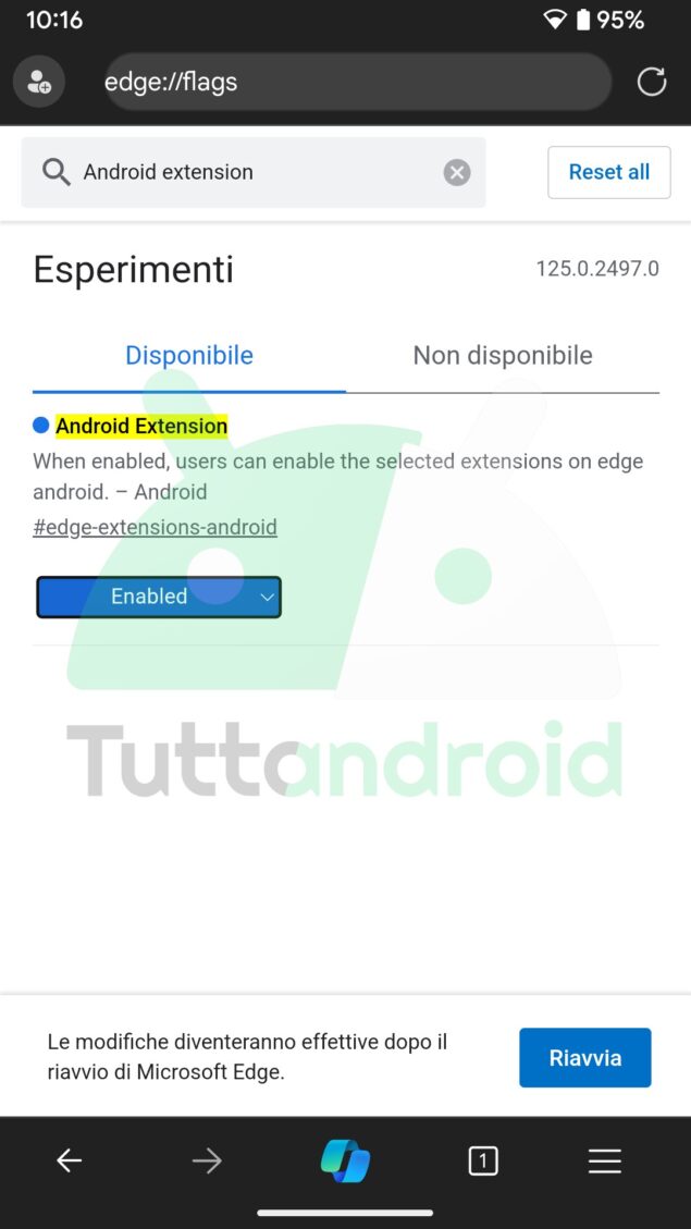 app Android Microsoft Edge Canary estensioni