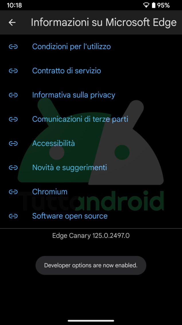 app Android Microsoft Edge Canary estensioni