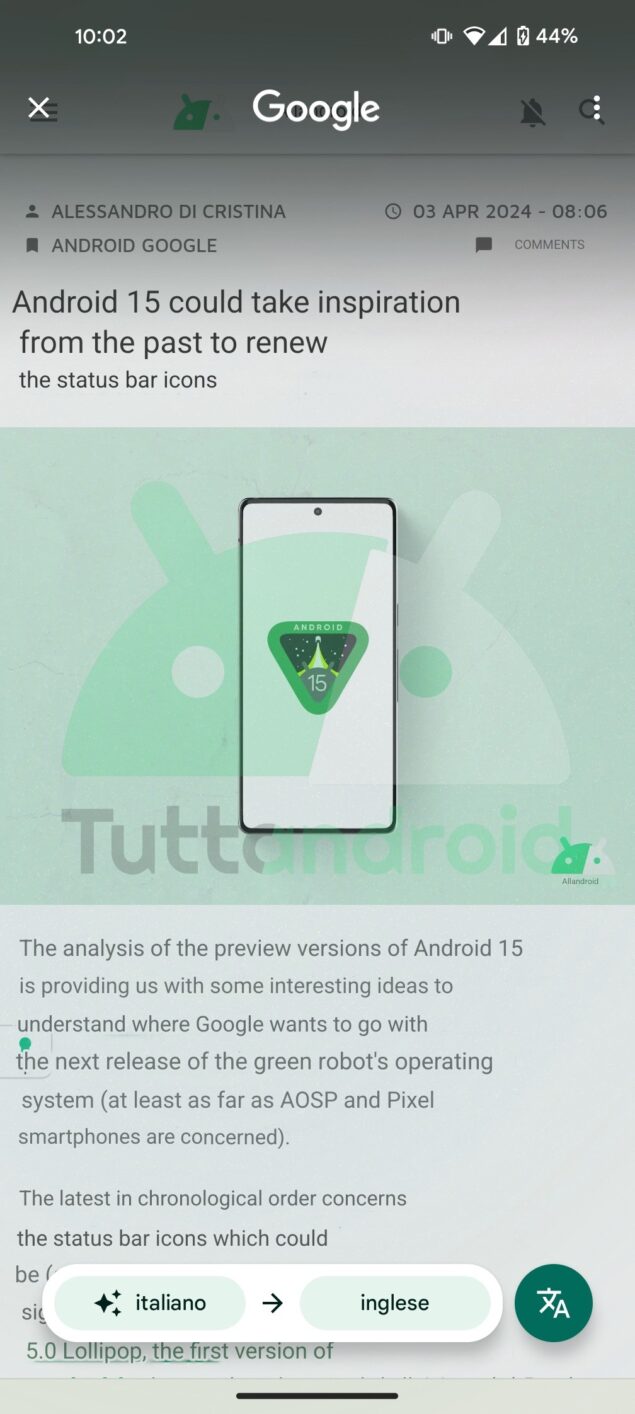 Google Pixel 6 Pro funzione traduci Cerchia e cerca