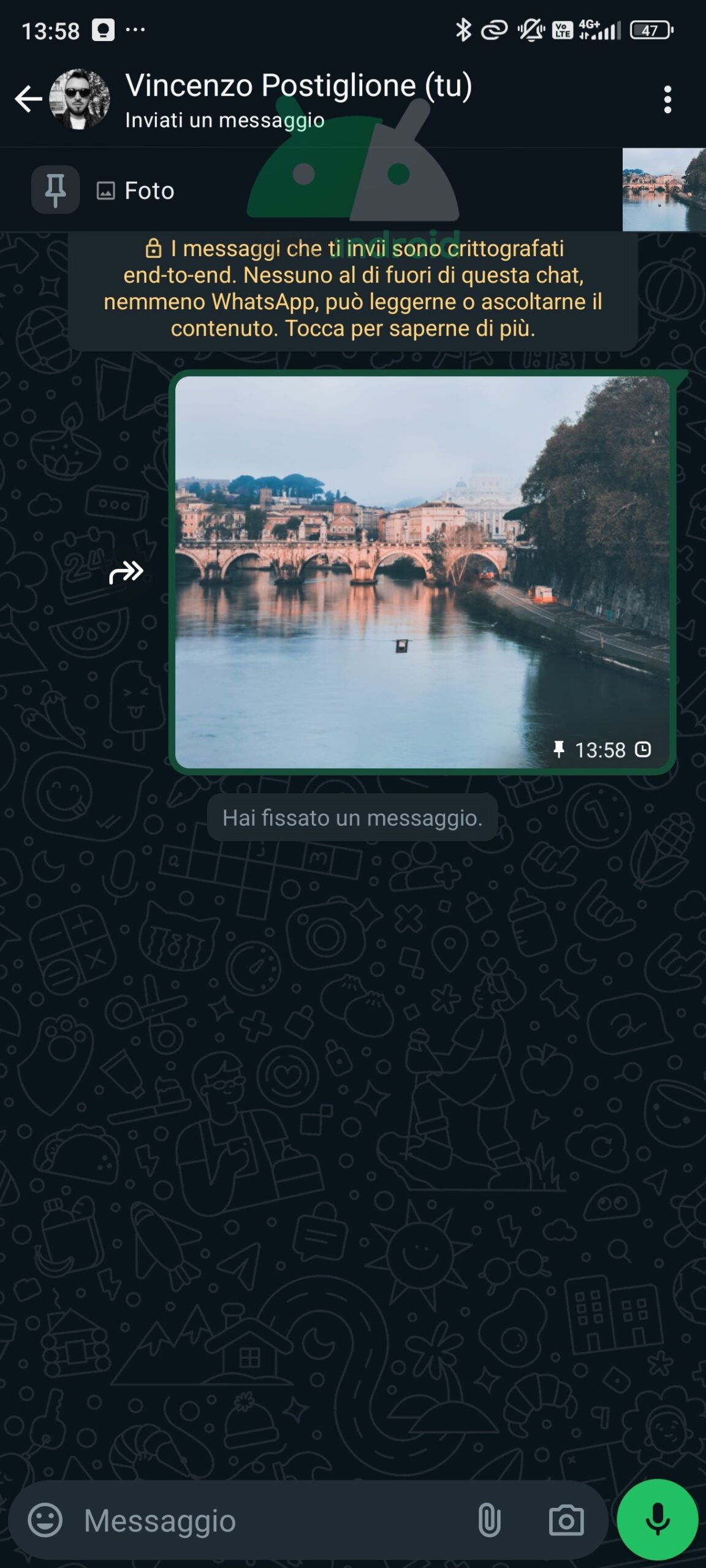 WhatsApp Beta anteprima messaggi fissati