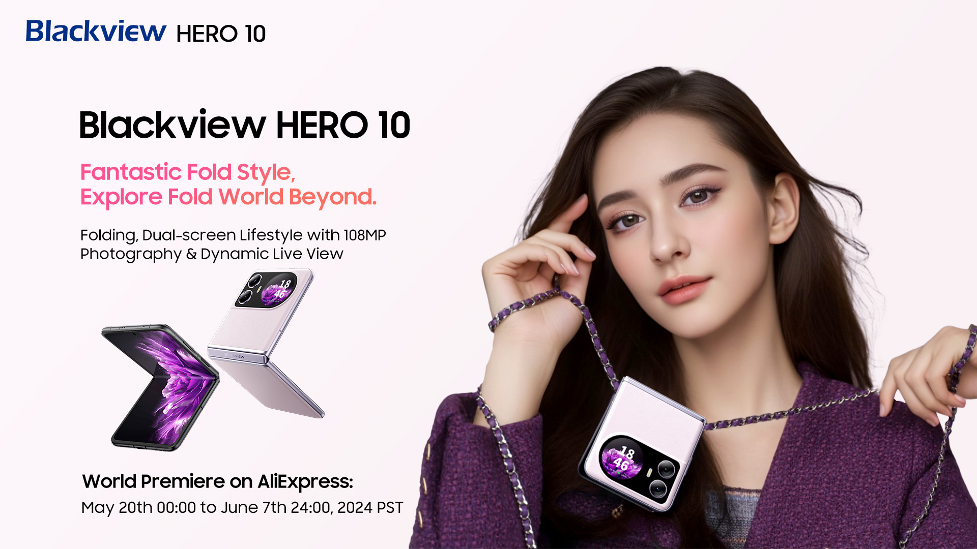 TIANYUE Custodia Flip In Pelle Con Cordino Per Blackview Hero 10, Portafoglio Con Slot Per Carte, Viola