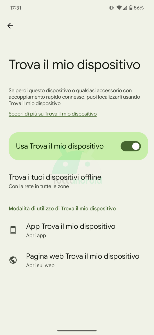Nuova rete Trova il mio dispositivo in Italia