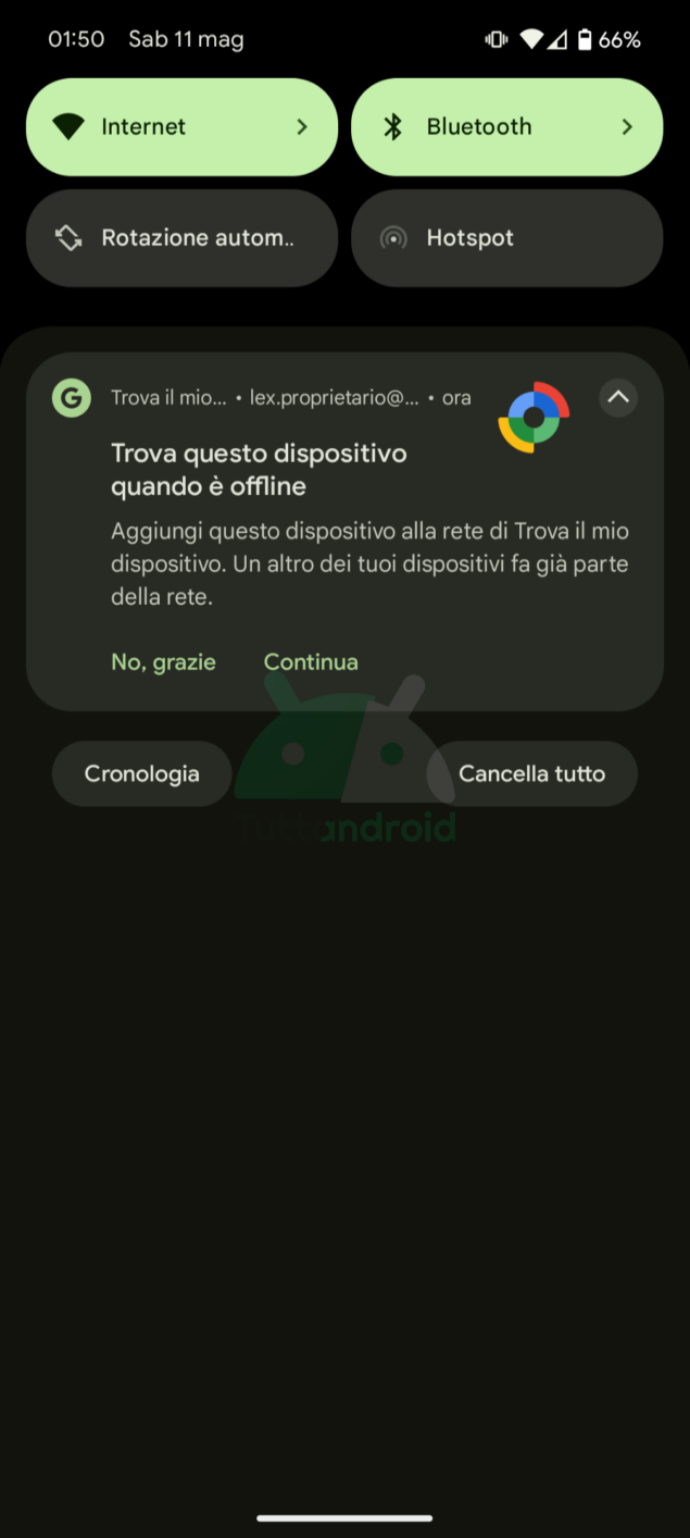 Nuova rete Trova il mio dispositivo