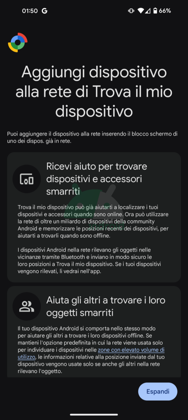 Nuova rete Trova il mio dispositivo