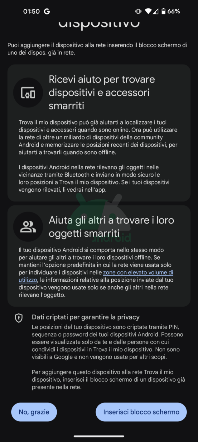 Nuova rete Trova il mio dispositivo