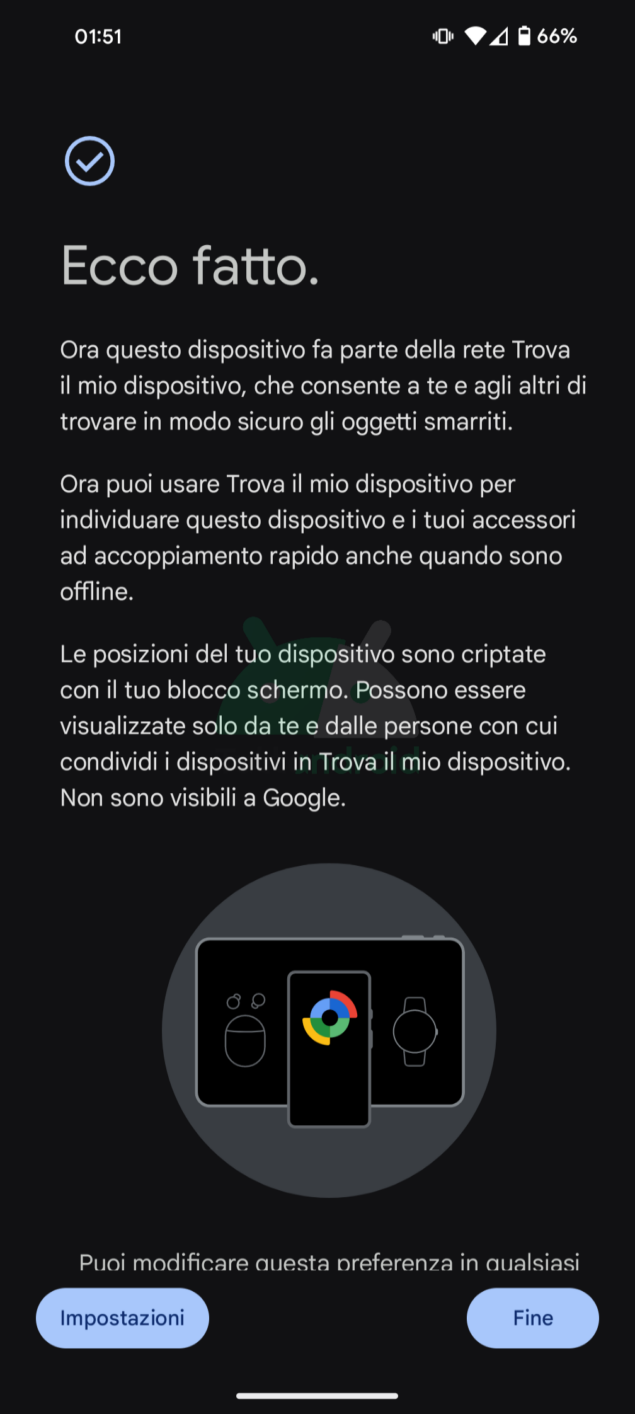 Nuova rete Trova il mio dispositivo