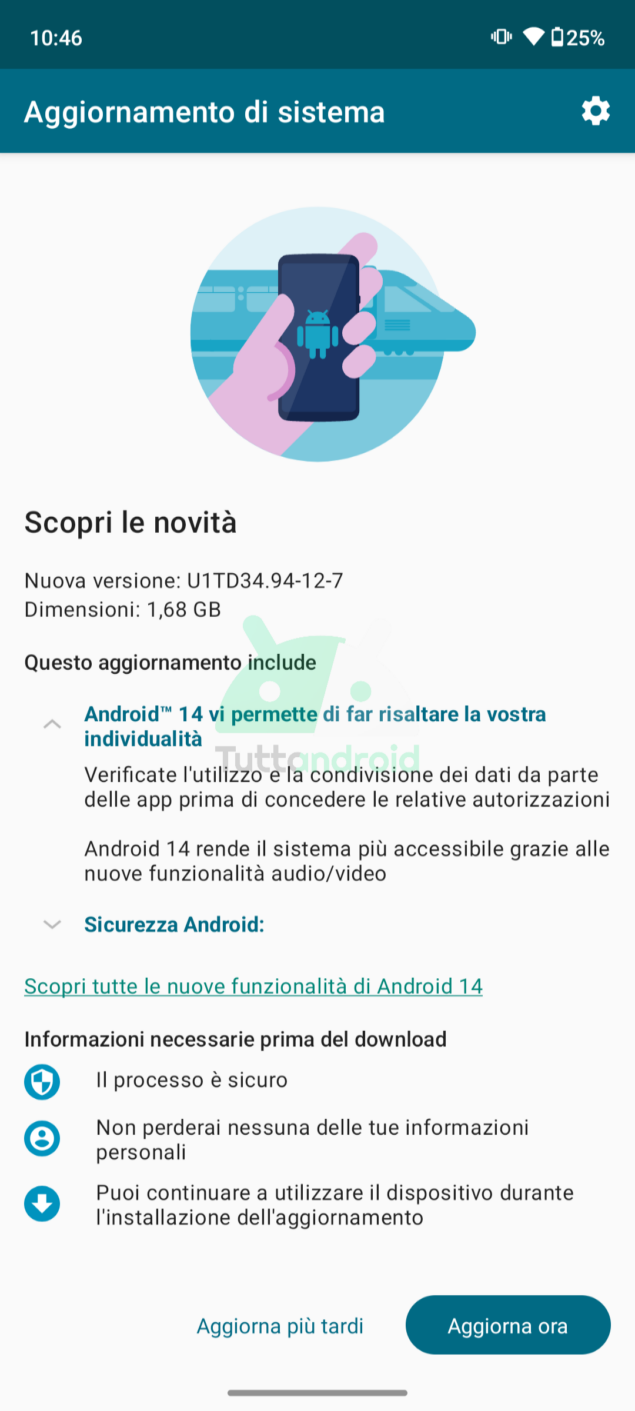 Motorola Moto G54 aggiornamento Android 14