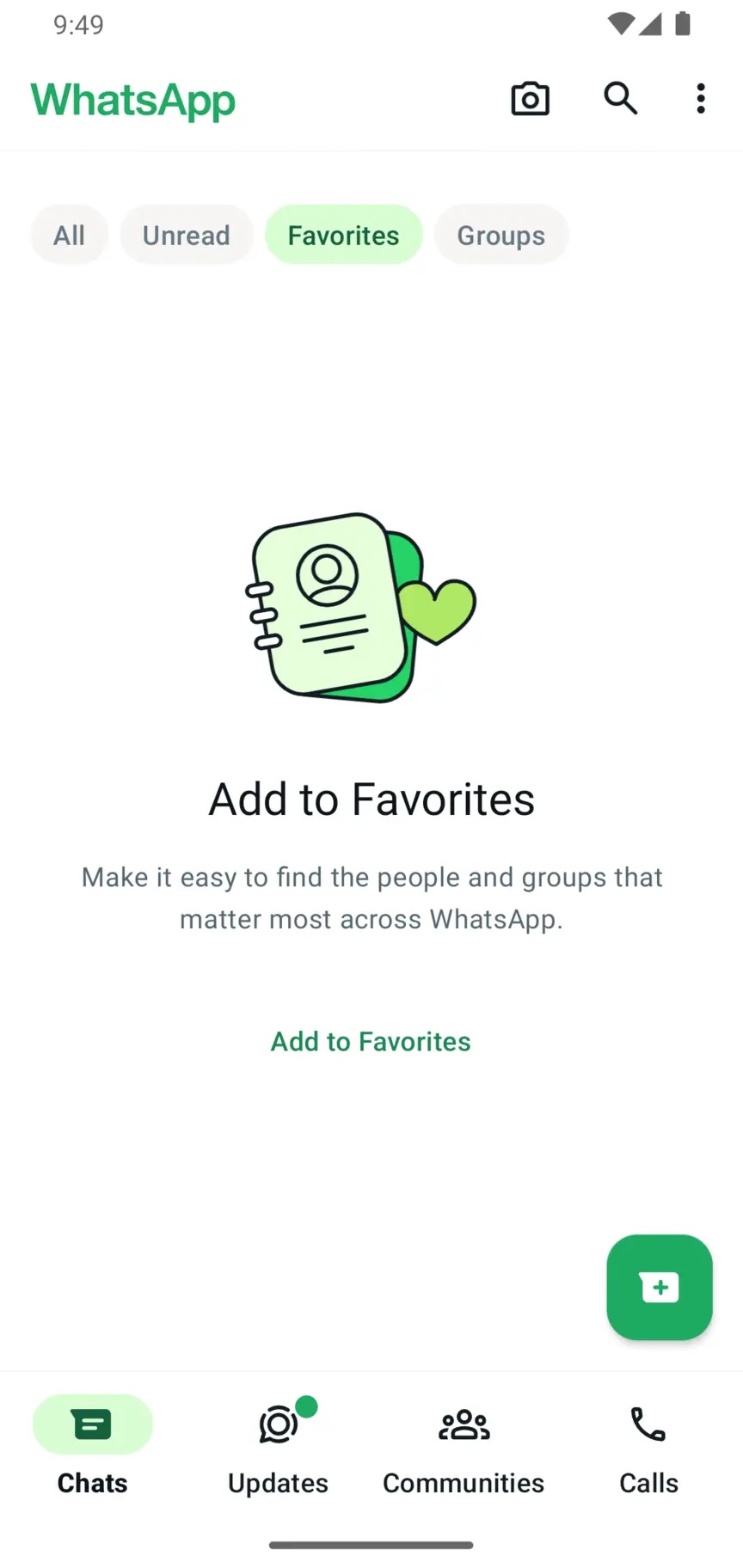 WhatsApp beta filtro chat preferite