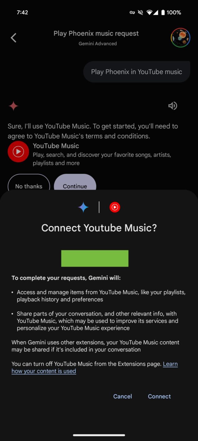 Google Gemini estensione YouTube Music