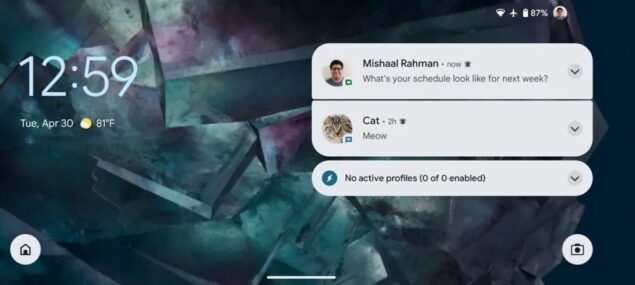 Android 15 modalità orizzontale schermata di blocco