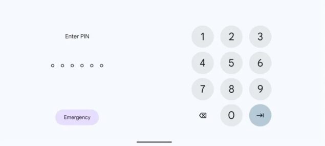 Android 15 modalità orizzontale schermata di blocco