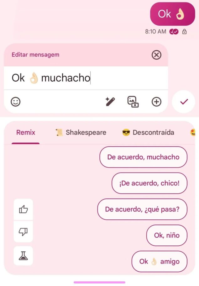 Google Messaggi modifica testo