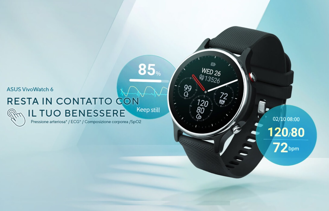 ASUS lancia VivoWatch 6, un nuovo smartwatch con display AMOLED ed ECG