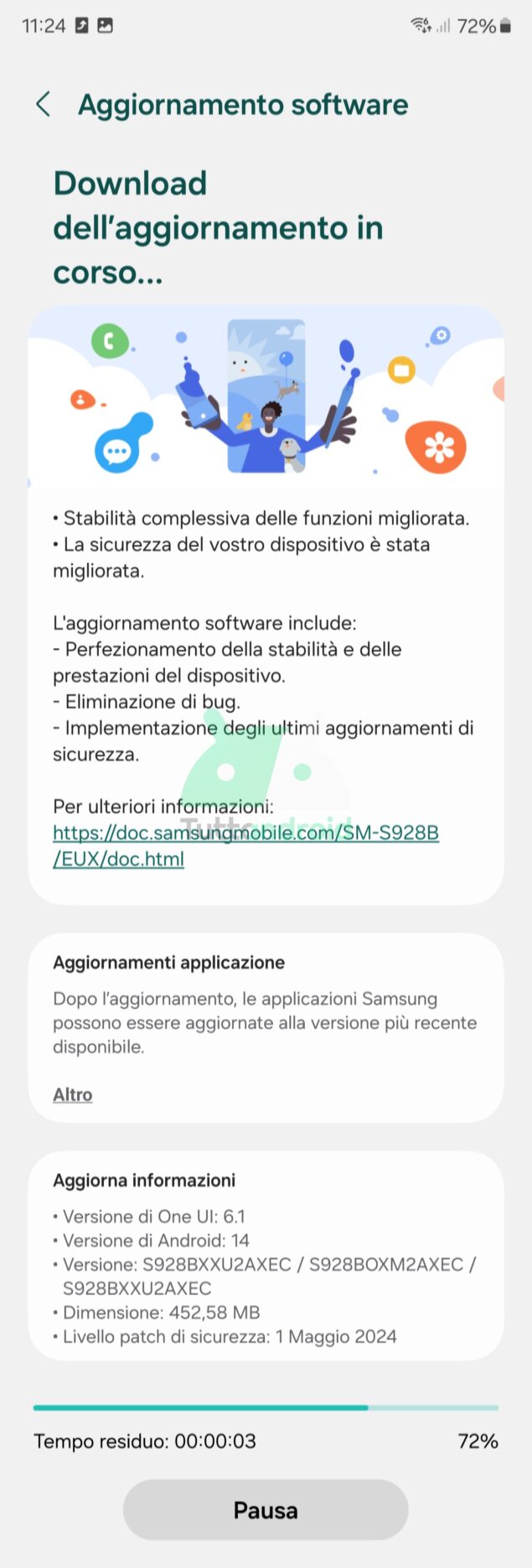 aggiornamento Samsung Galaxy S24 Ultra