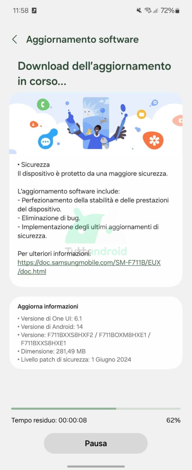 aggiornamento patch di sicurezza di giugno 2024 Samsung Galaxy Z Flip3 5G