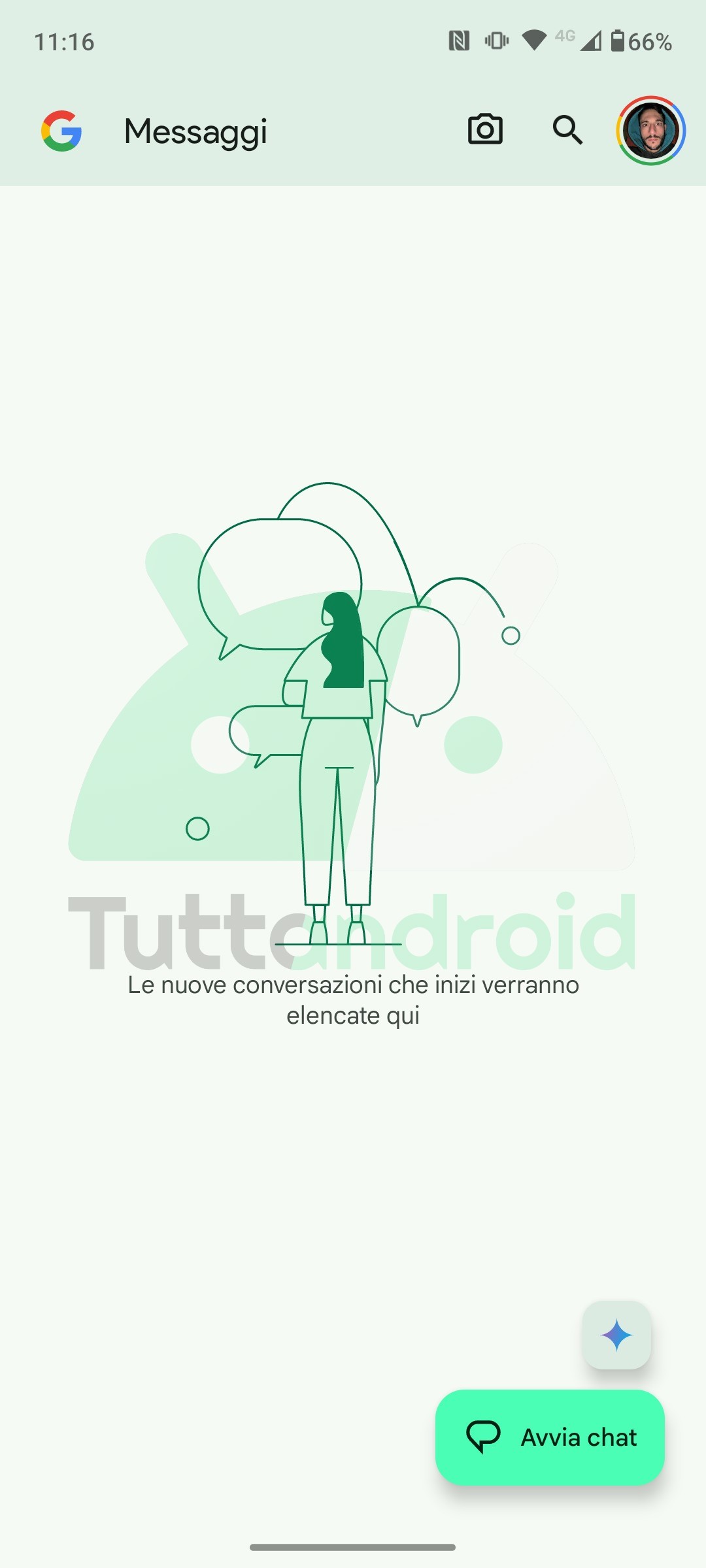 Google Gemini pulsante Messaggi