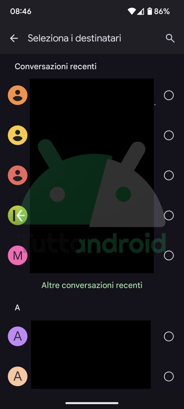 Google Messaggi destinatari