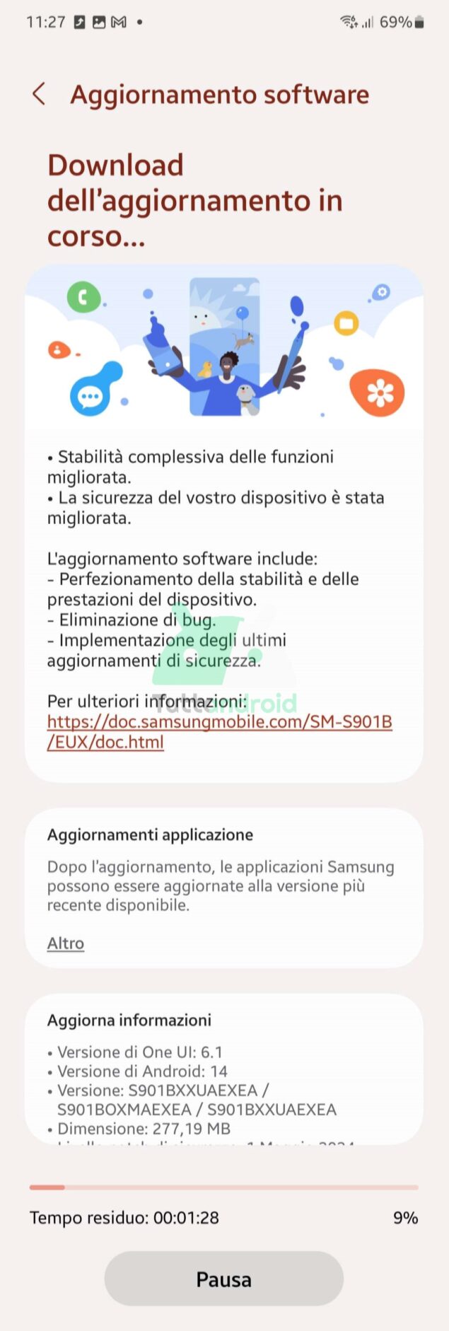 aggiornamento Samsung Galaxy S22