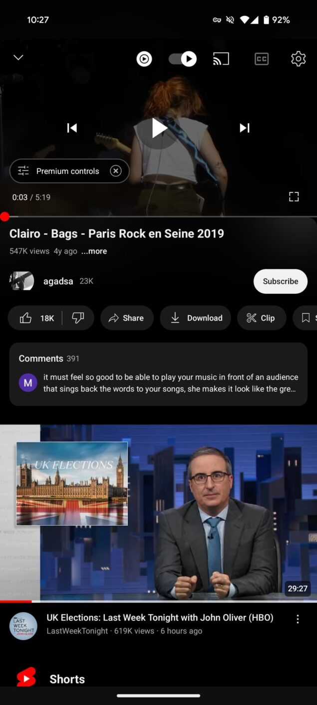 YouTube Premium controlli