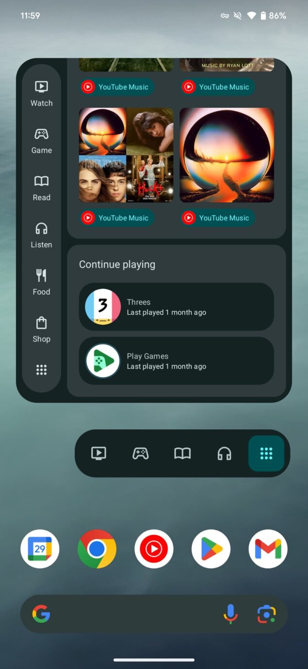 widget Raccolte Google Play Store