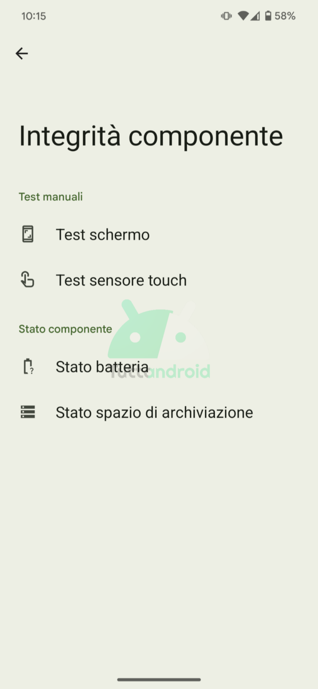 Diagnostica dispositivo Android 15