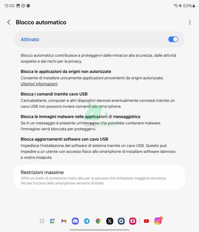 come disattivare Blocco automatico sui Samsung Galaxy