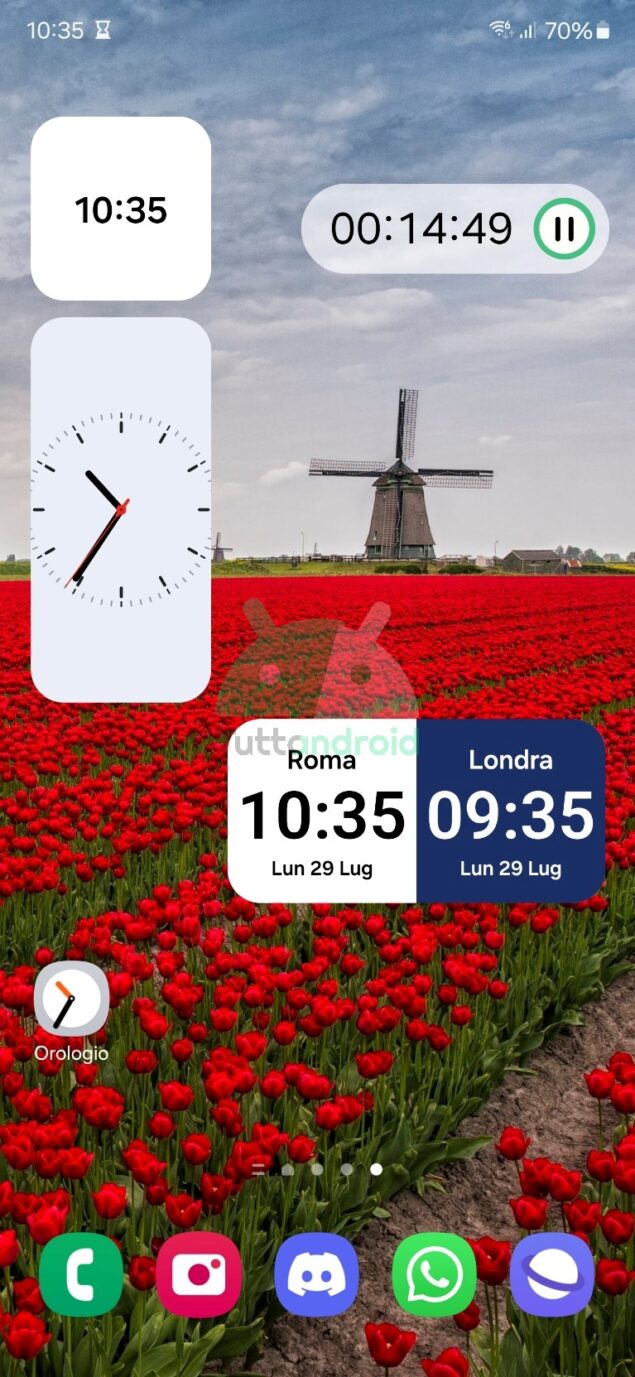 nuovi widget e icona Orologio Samsung