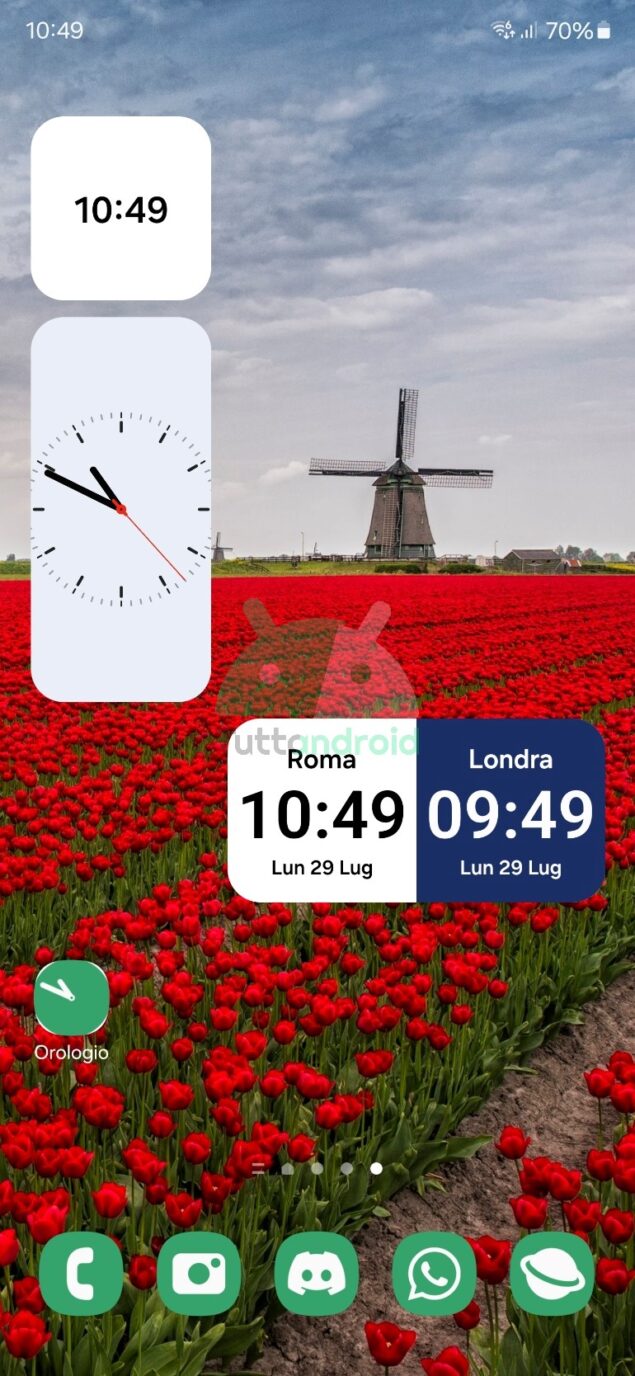 nuovi widget e icona Orologio Samsung
