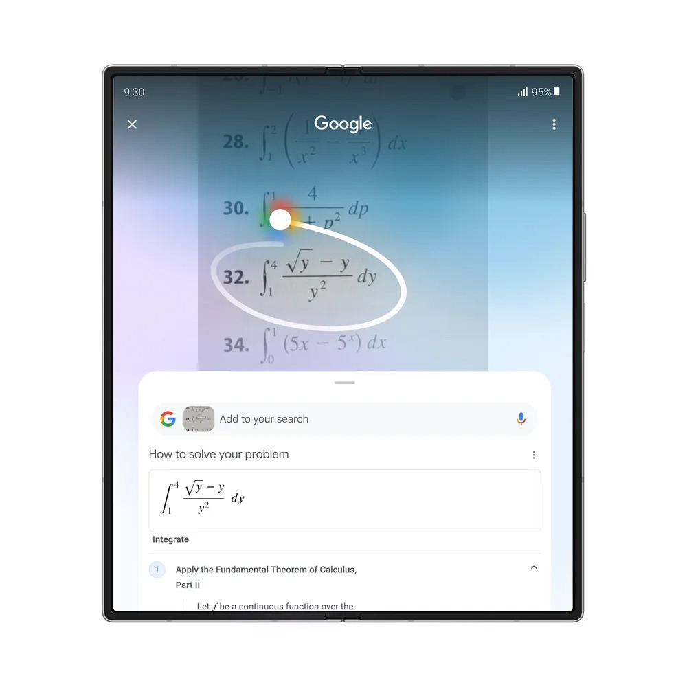Cerchia e cerca compiti matematica Samsung Galaxy Z Fold6