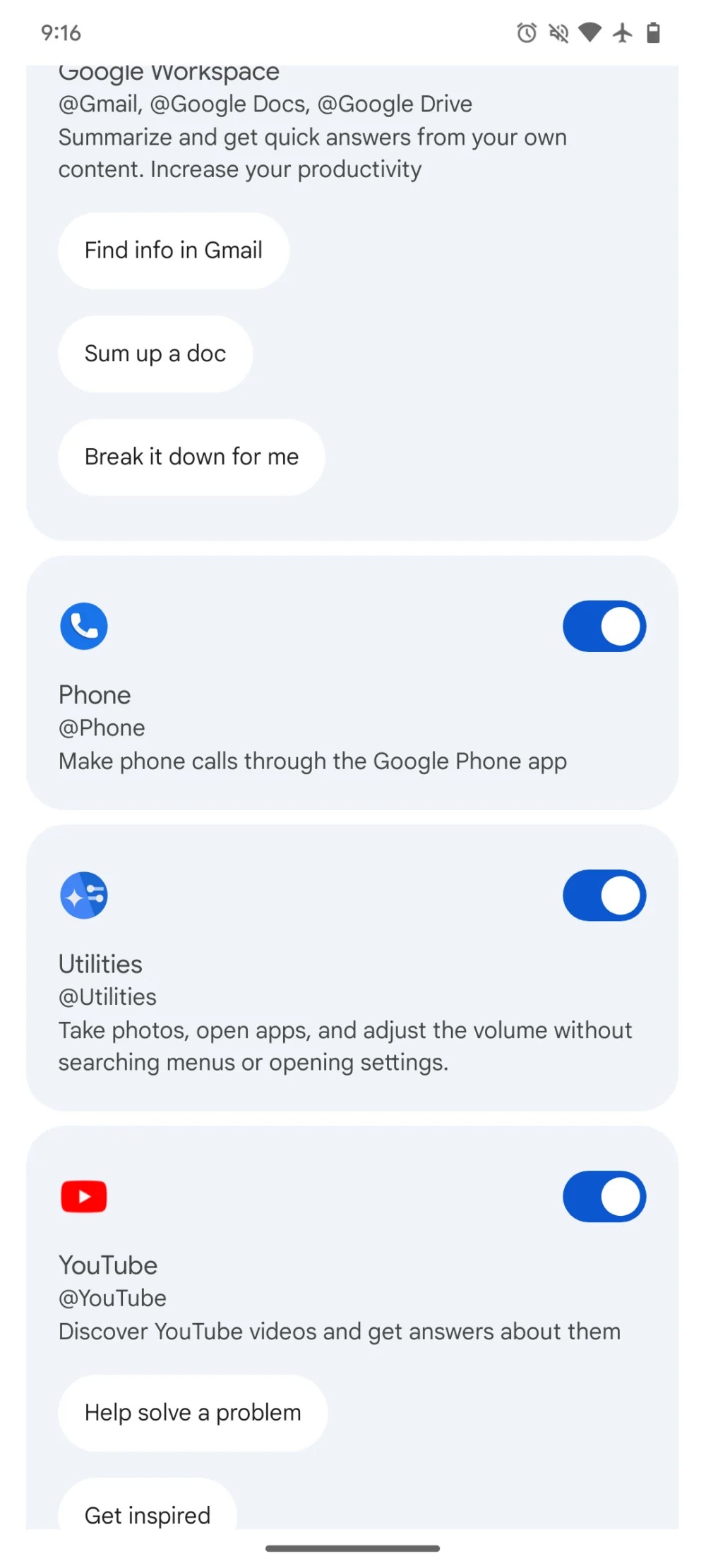 Google Gemini estensioni