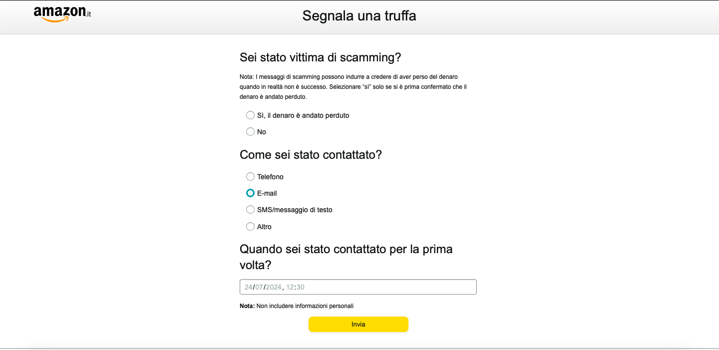 Come segnalare una truffa ad Amazon
